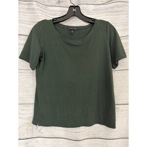 Eileen Fisher Dark Green Short Sleeve Silk Tshirt Size XXS